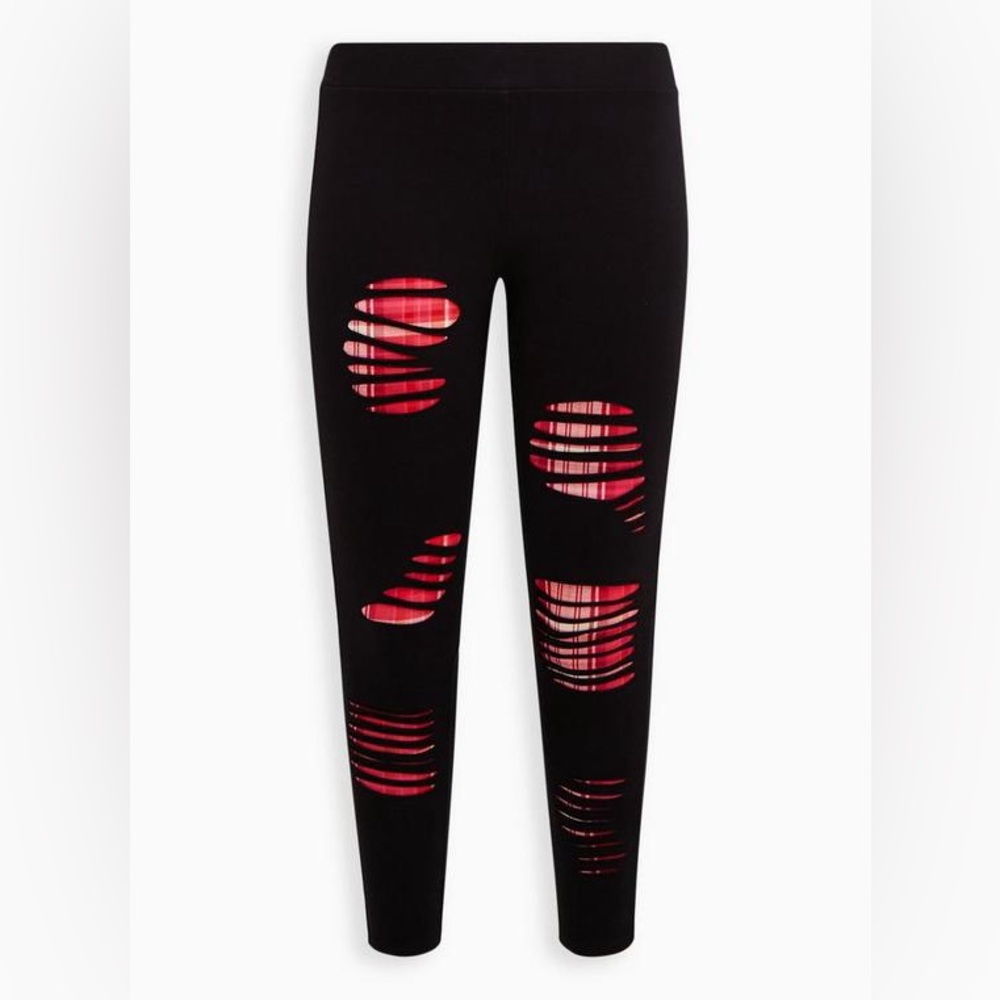 Torrid Full Length Signature Waist Black Leggings with Red Cutout Design XL